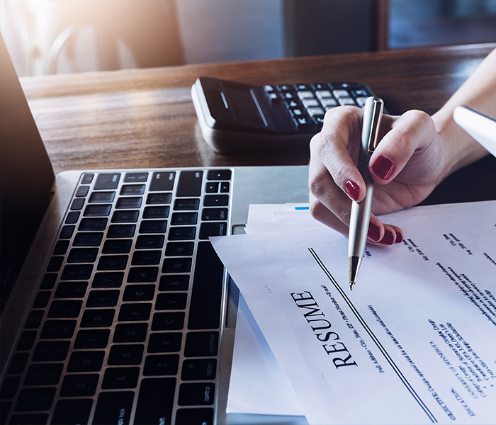 woman reviewing resume